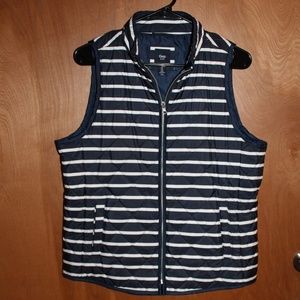 Gap Stripe Thin Puffer Vest Like New Navy Nautical sz M